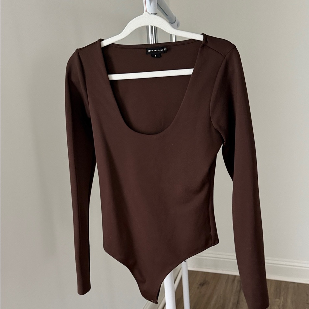 Good American Chocolate Long Sleeve Bodysuit